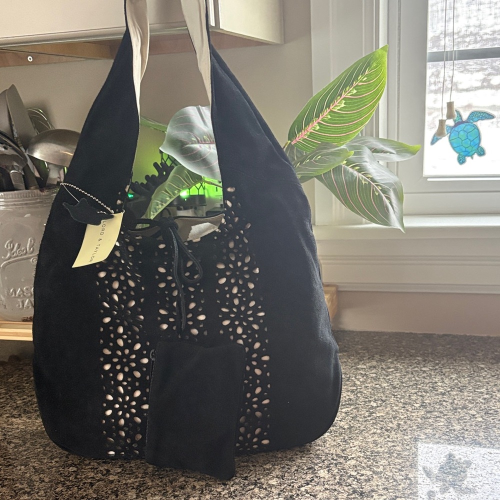 Lord & Taylor Black and Cream Shoulder Bag
